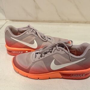 Nike Air Max Gray and Orange Athletic Shoes